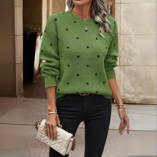 Ava | Maglione in Maglia Casual a Manica Lunga con Motivo a Pois da Donna
