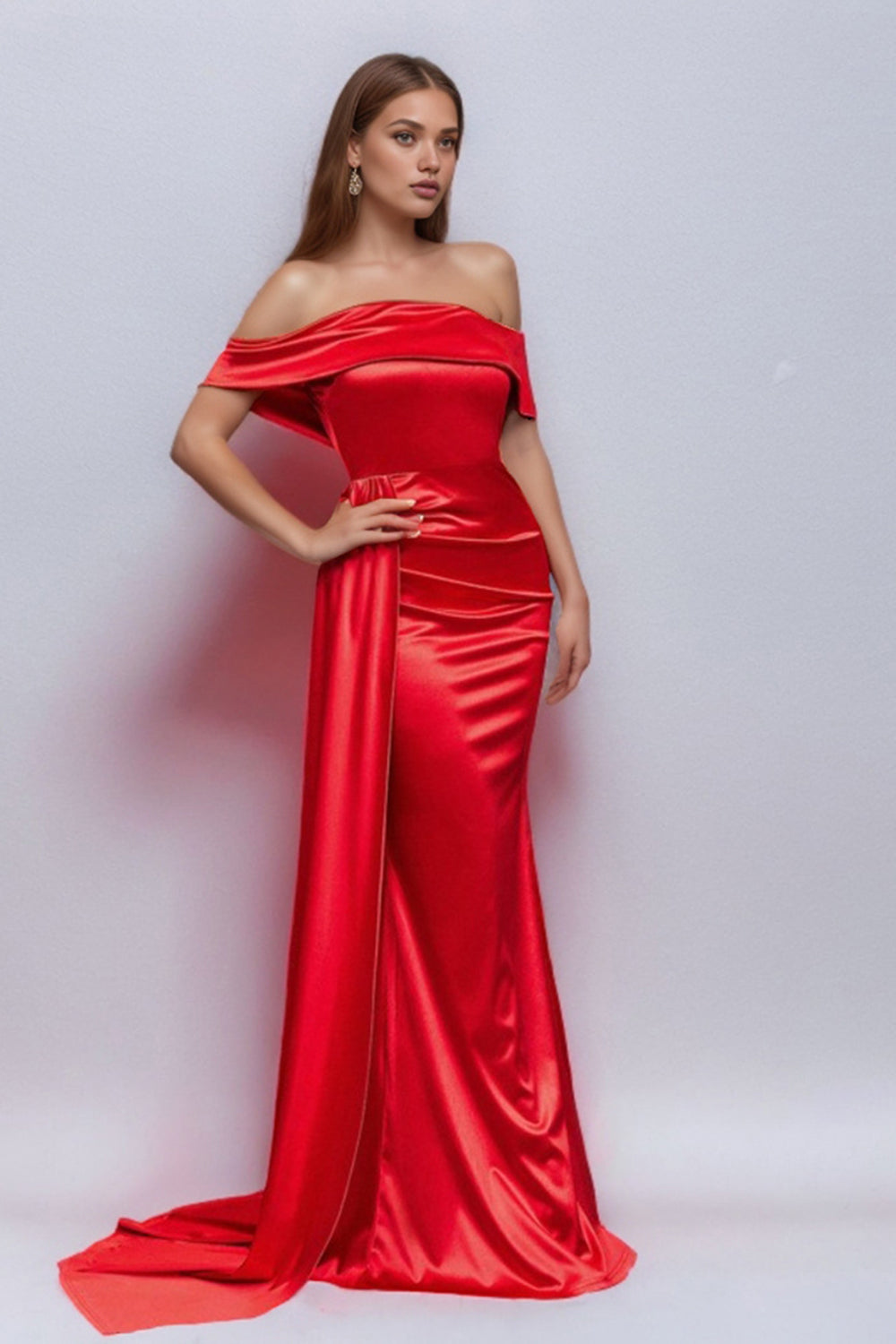Van Laren | Amalia Off-Shoulder Zijdeglans Jurk