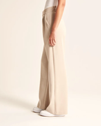 Maria | Pantaloni Sartoriali Beige a Gamba Larga da Donna