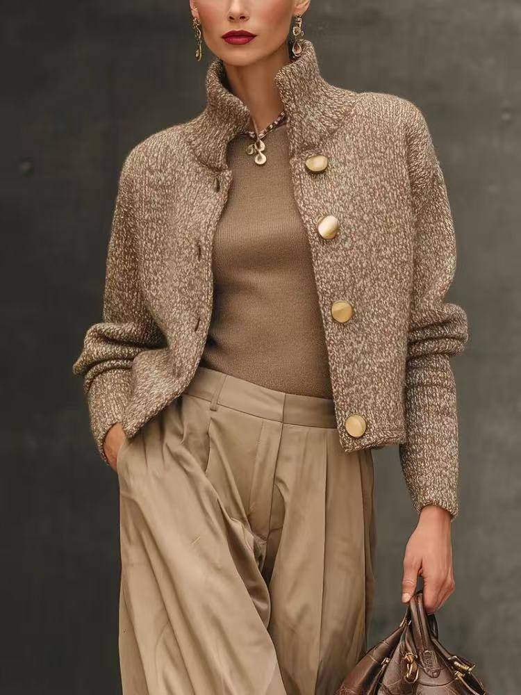 MARA | Cardigan Corto con Collo Alto e Bottoni da Donna