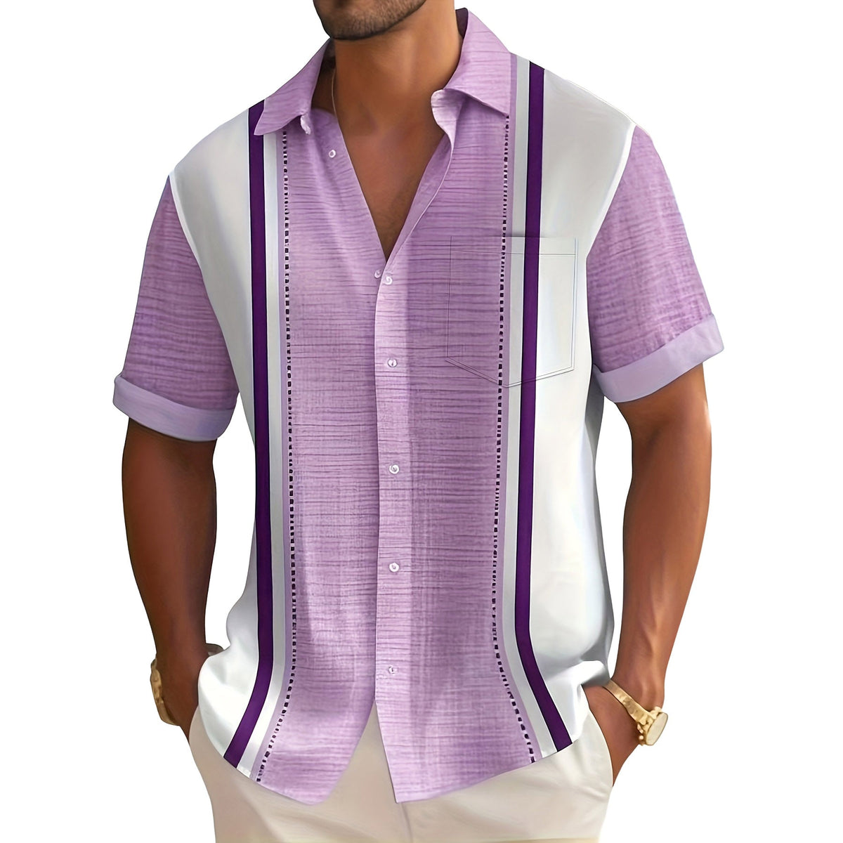 Stijn | Camicia a righe da resort per Uomo