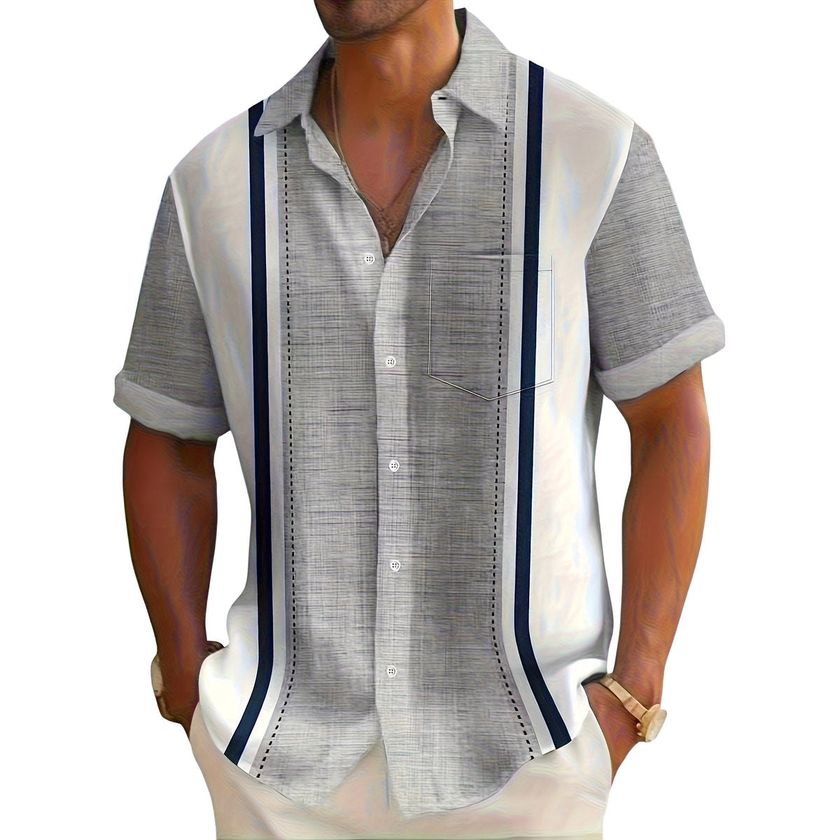 Stijn | Camicia a righe da resort per Uomo